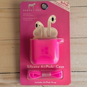 Dabney Lee Neon Pink Silicon AirPods Case Strap and Carabiner NEW NWT
